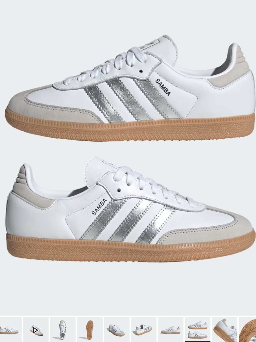 Adidas Samba Og Shoes | Cloud White / Silver Metallic / Grey One | Women's S 10